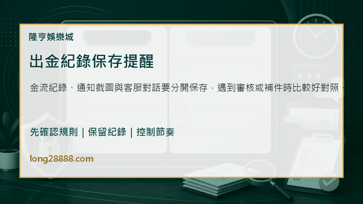 隆亨娛樂城出金紀錄保存提醒圖