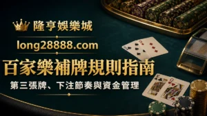 百家樂補牌規則指南:第三張牌條件、下注節奏與資金管理 封面圖