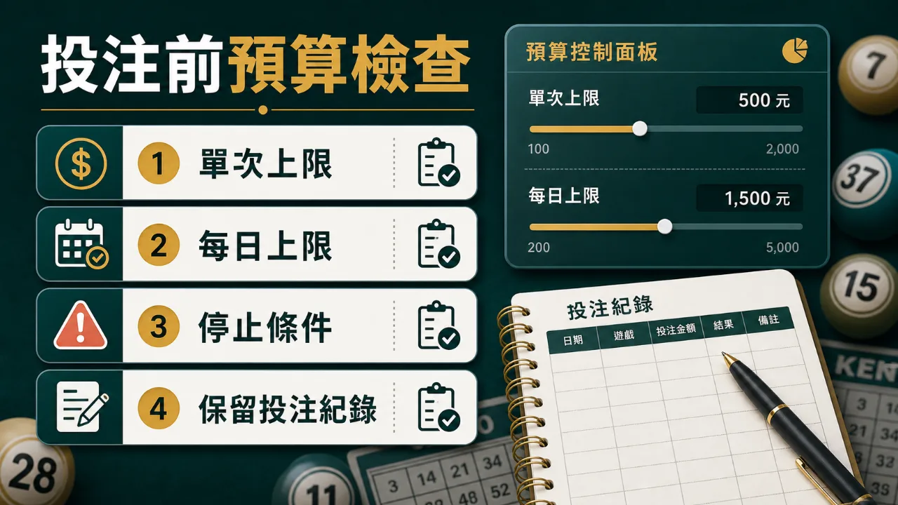 基諾彩紀錄查詢與預算核對 基諾彩注單紀錄與預算欄位查核示意