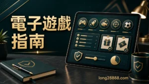 隆亨娛樂城電子遊戲指南封面，畫面文字包含玩法分類、活動條件、預算控管與風險提醒