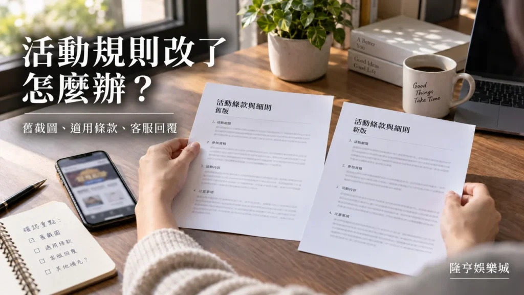 活動規則改了怎麼辦？舊截圖、適用條款、客服回覆的查核方法