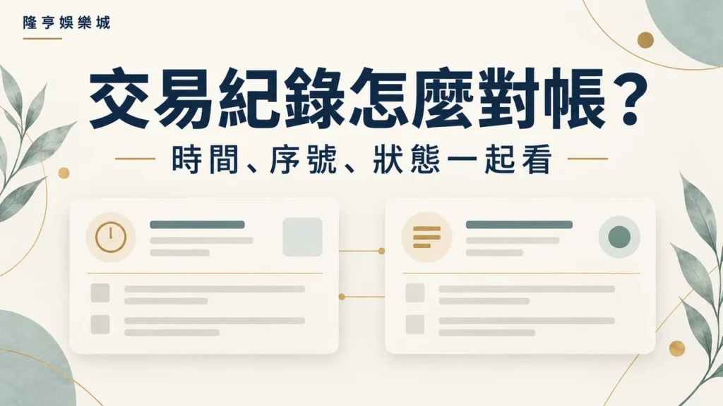 交易紀錄怎麼對帳：時間、序號與狀態一起看